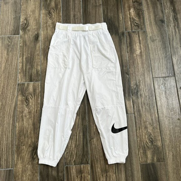 Nike Pants - Nike Woven Swoosh Pant Women's CJ3776-100 Size medium White/Black